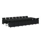 17-tlg. Garten-Essgruppe mit Kissen Schwarz Poly Rattan