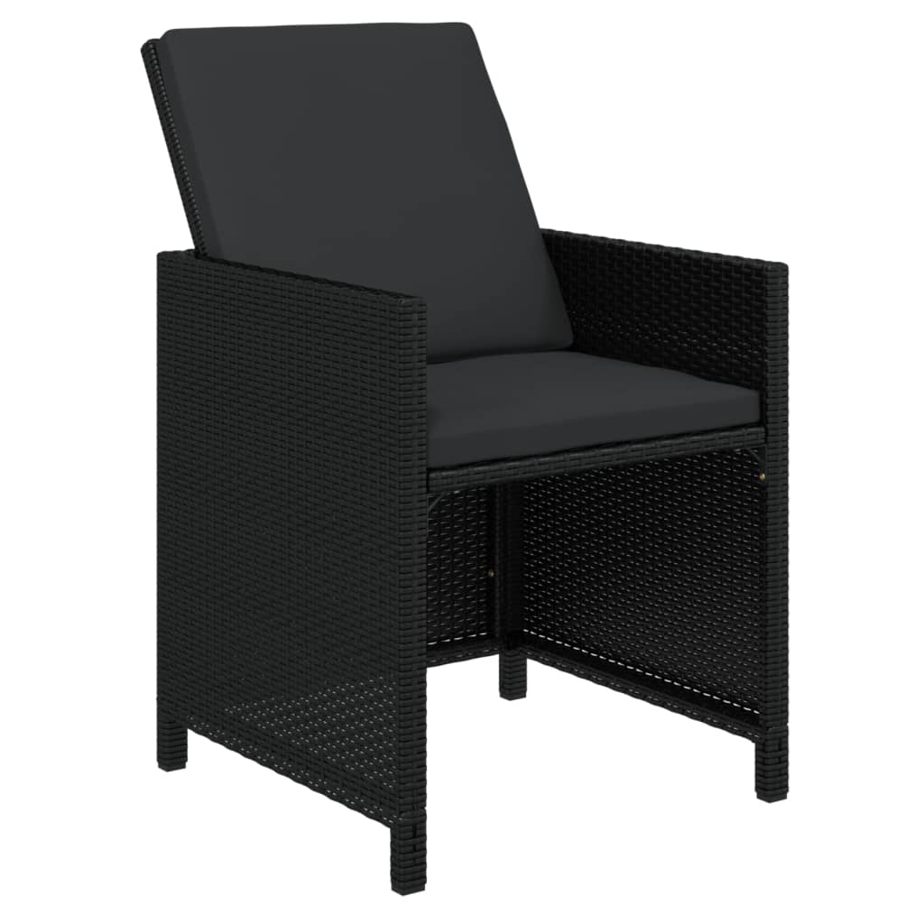 17-tlg. Garten-Essgruppe mit Kissen Schwarz Poly Rattan