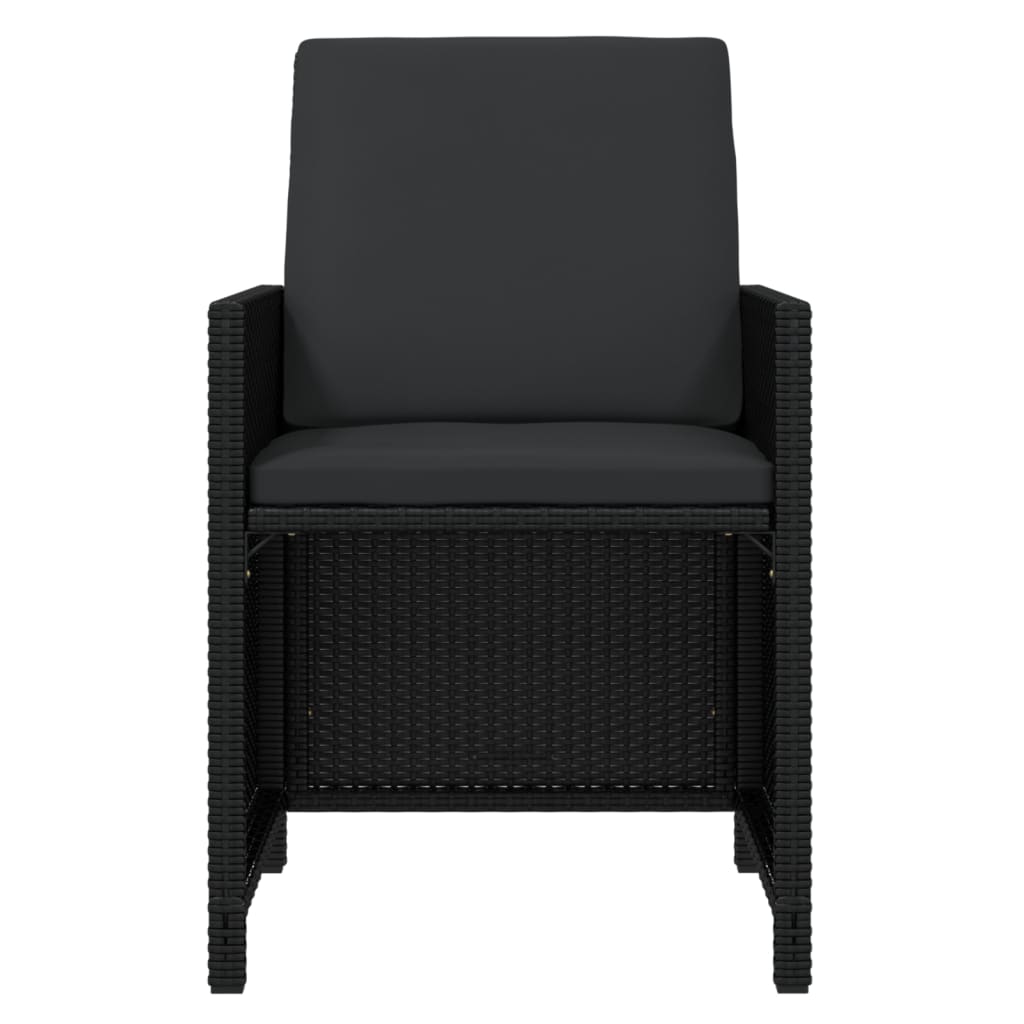 17-tlg. Garten-Essgruppe mit Kissen Schwarz Poly Rattan