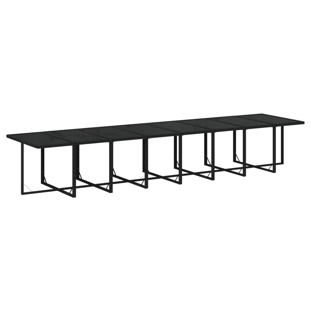 17-tlg. Garten-Essgruppe mit Kissen Schwarz Poly Rattan