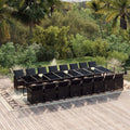 17-tlg. Garten-Essgruppe mit Kissen Schwarz Poly Rattan
