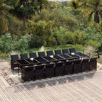 17-tlg. Garten-Essgruppe mit Kissen Schwarz Poly Rattan