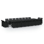 21-tlg. Garten-Essgruppe mit Kissen Poly Rattan Schwarz