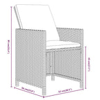 21-tlg. Garten-Essgruppe mit Kissen Poly Rattan Schwarz