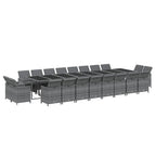 21-tlg. Garten-Essgruppe mit Kissen Poly Rattan Grau