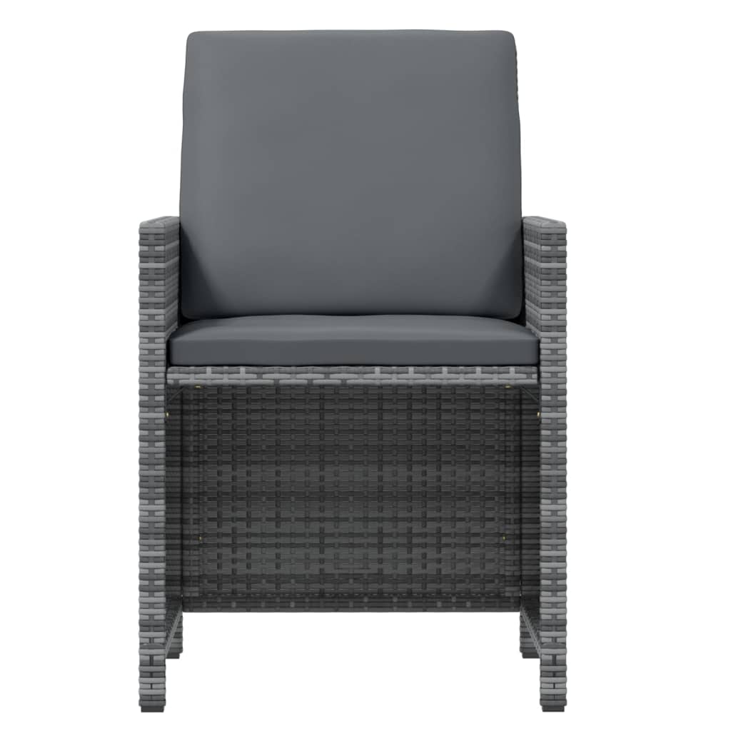21-tlg. Garten-Essgruppe mit Kissen Poly Rattan Grau