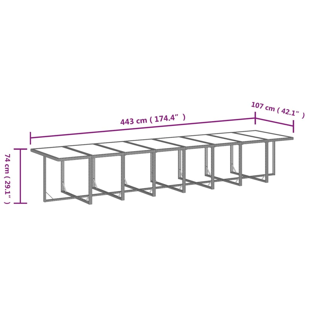 21-tlg. Garten-Essgruppe mit Kissen Poly Rattan Grau