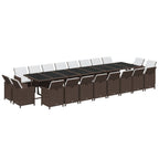 21-tlg. Garten-Essgruppe mit Kissen Poly Rattan Braun