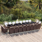 21-tlg. Garten-Essgruppe mit Kissen Poly Rattan Braun