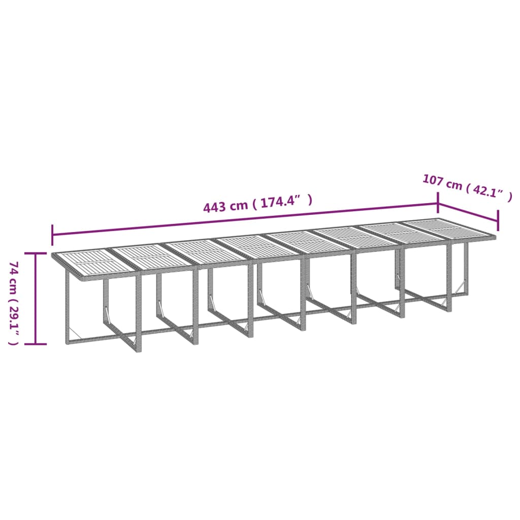 21-tlg. Garten-Essgruppe mit Kissen Grau Poly Rattan