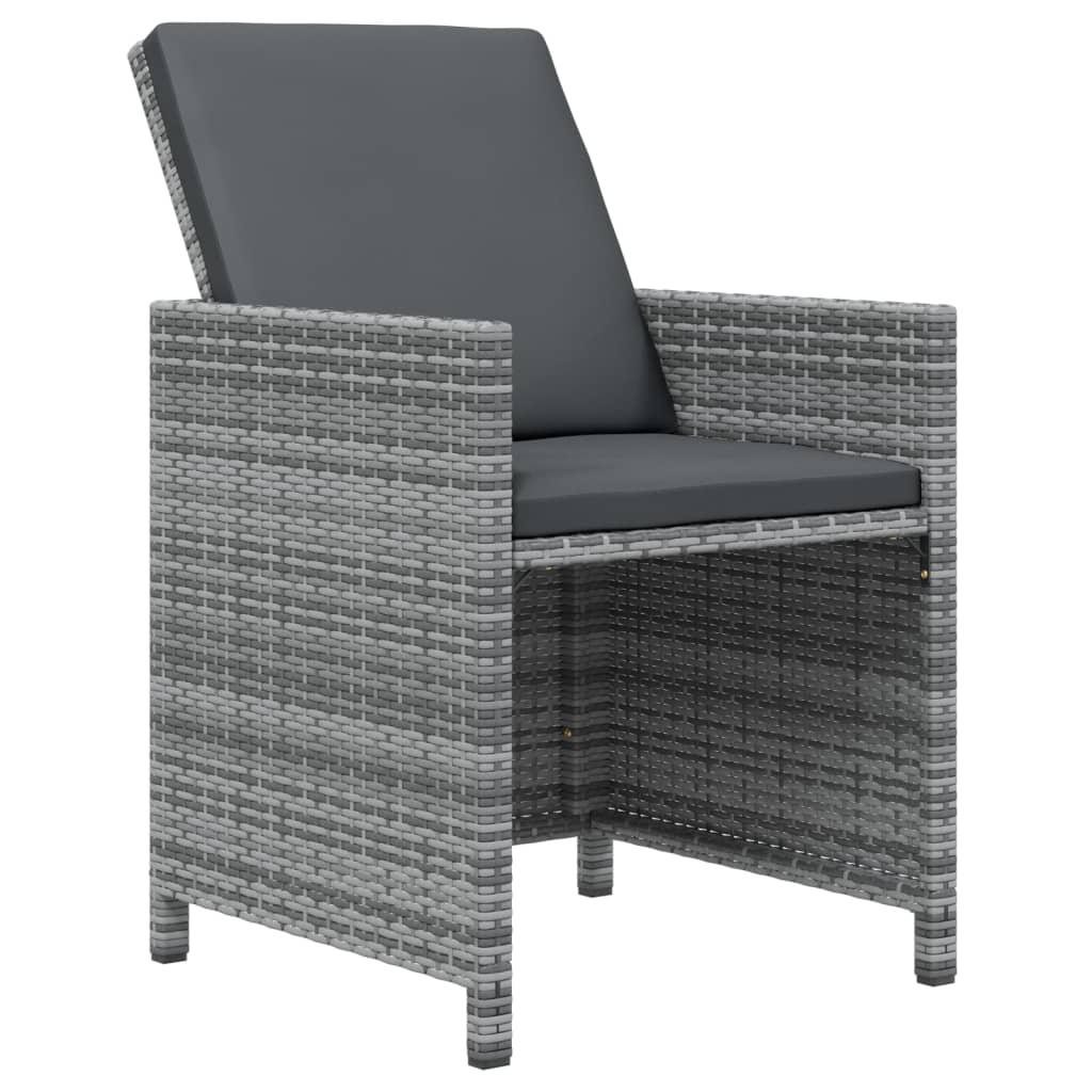21-tlg. Garten-Essgruppe mit Kissen Grau Poly Rattan