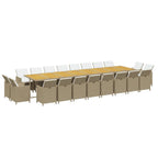 21-tlg. Garten-Essgruppe mit Kissen Poly Rattan Beige