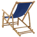 Liegestuhl Bambus und Canvas Marineblau