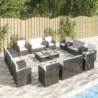 16-tlg. Garten-Lounge-Set mit Kissen Poly-Rattan Schwarz