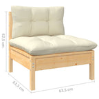 3-Sitzer-Gartensofa mit Creme Kissen Massivholz Kiefer