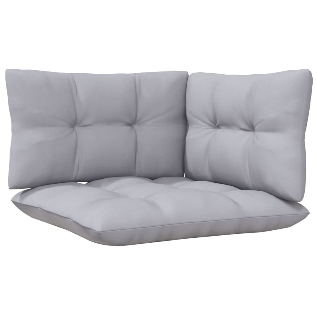 7-tlg. Garten-Lounge-Set mit Grauen Kissen Kiefernholz