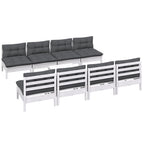9-tlg. Garten-Lounge-Set mit Kissen Kiefer Massivholz