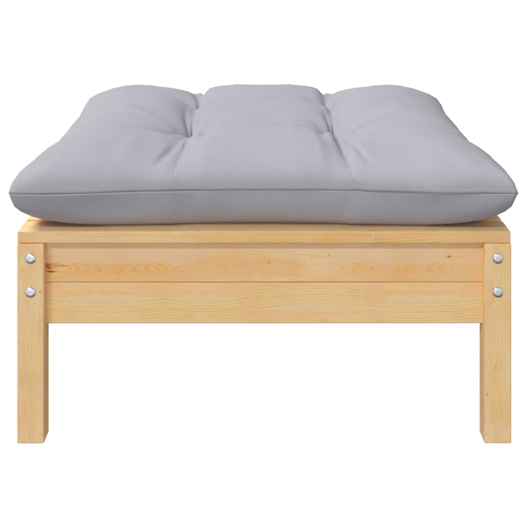 5-tlg. Garten-Lounge-Set mit Grauen Kissen Kiefer Massivholz