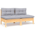 8-tlg. Garten-Lounge-Set mit Grauen Kissen Kiefer Massivholz