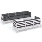 8-tlg. Garten-Lounge-Set mit Kissen Kiefer Massivholz