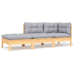 6-tlg. Garten-Lounge-Set mit Grauen Kissen Kiefer Massivholz
