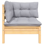 6-tlg. Garten-Lounge-Set mit Grauen Kissen Kiefer Massivholz