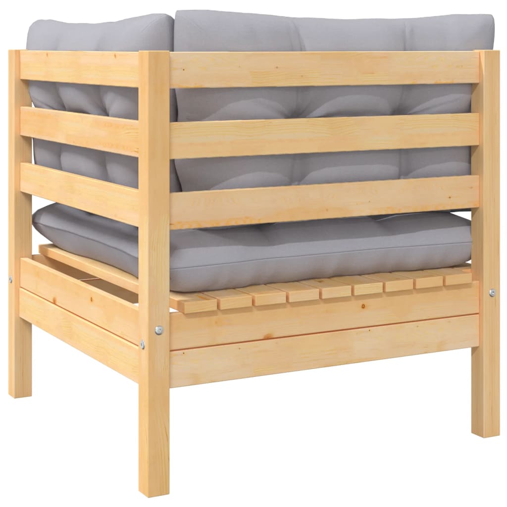 6-tlg. Garten-Lounge-Set mit Grauen Kissen Kiefer Massivholz