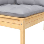 6-tlg. Garten-Lounge-Set mit Grauen Kissen Kiefer Massivholz