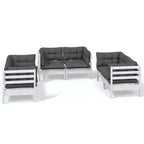 6-tlg. Garten-Lounge-Set mit Kissen Massivholz Kiefer