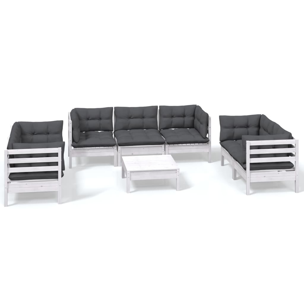 8-tlg. Garten-Lounge-Set mit Kissen Kiefer Massivholz