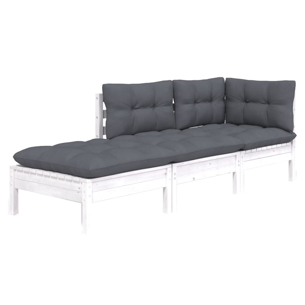 3-tlg. Garten-Lounge-Set mit Kissen Massivholz Kiefer