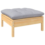4-tlg. Garten-Lounge-Set mit Grauen Kissen Kiefer Massivholz