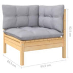 4-tlg. Garten-Lounge-Set mit Grauen Kissen Kiefernholz