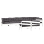 8-tlg. Garten-Lounge-Set mit Kissen Weiß Kiefer Massivholz