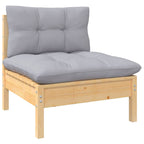 9-tlg. Garten-Lounge-Set mit Grauen Kissen Kiefer Massivholz