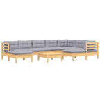 10-tlg. Garten-Lounge-Set mit Grauen Kissen Kiefer Massivholz