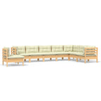 8-tlg. Garten-Lounge-Set mit Creme Kissen Massivholz Kiefer