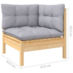 11-tlg. Garten-Lounge-Set mit Grauen Kissen Kiefer Massivholz