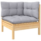 8-tlg. Garten-Lounge-Set mit Grauen Kissen Massivholz Kiefer