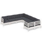 8-tlg. Garten-Lounge-Set mit Kissen Weiß Massivholz Kiefer