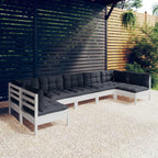 7-tlg. Garten-Lounge-Set mit Kissen Weiß Kiefer Massivholz