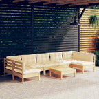 8-tlg. Garten-Lounge-Set mit Creme Kissen Massivholz Kiefer