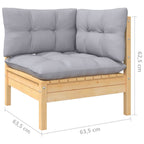 12-tlg. Garten-Lounge-Set mit Grauen Kissen Kiefer Massivholz