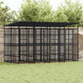 Outdoor-Hundezwinger mit Dach Stahl 7,37 m²