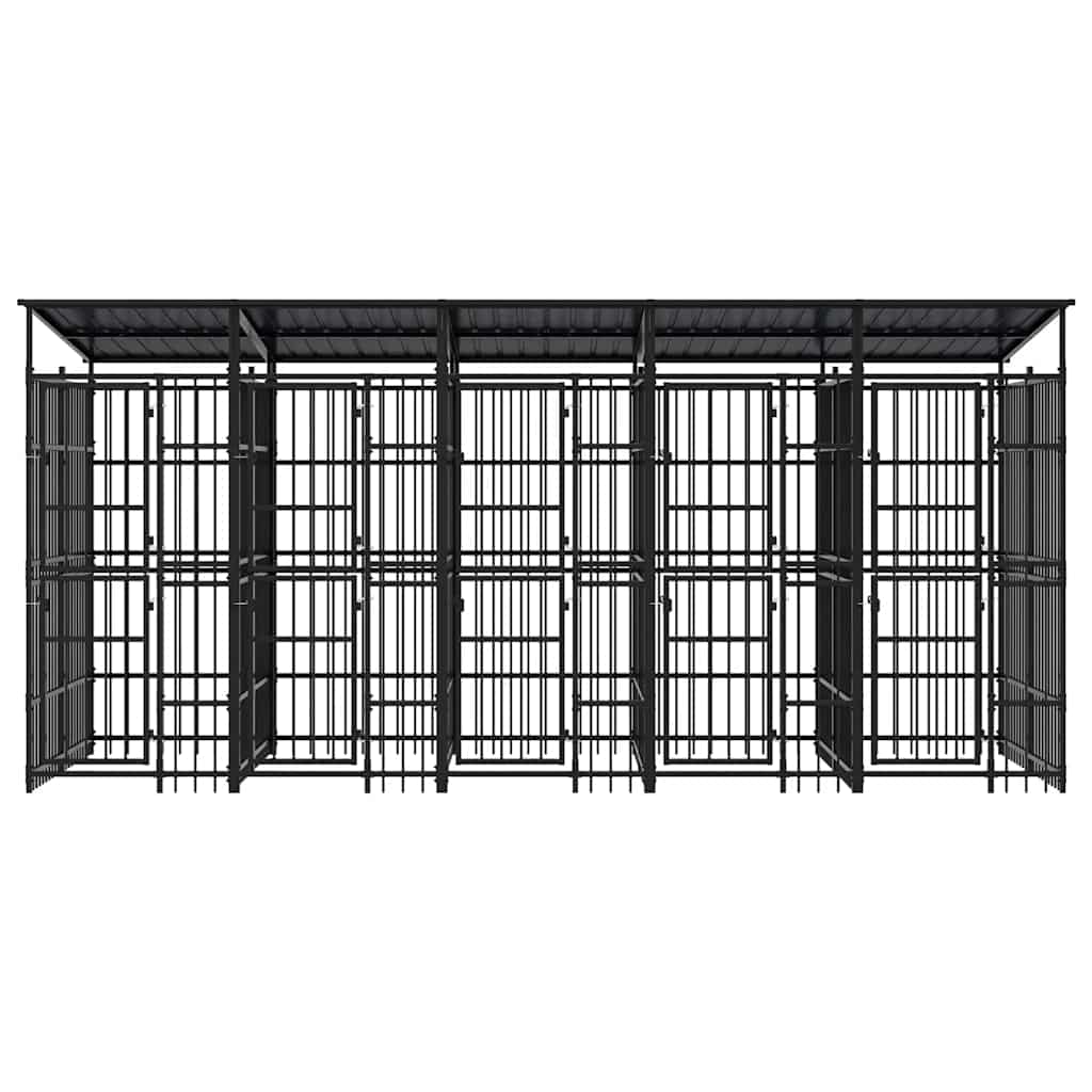 Outdoor-Hundezwinger mit Dach Stahl 9,22 m²