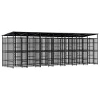 Outdoor-Hundezwinger mit Dach Stahl 12,9 m²
