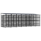 Outdoor-Hundezwinger mit Dach Stahl 12,9 m²