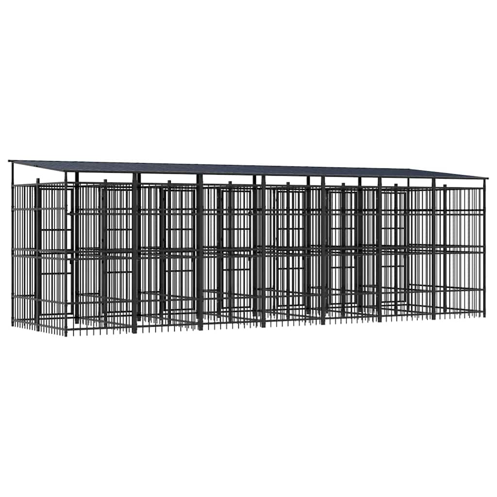 Outdoor-Hundezwinger mit Dach Stahl 12,9 m²