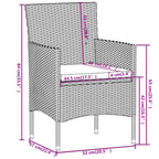 3-tlg. Garten-Essgruppe Poly Rattan Schwarz