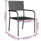 3-tlg. Garten-Essgruppe Poly Rattan Grau